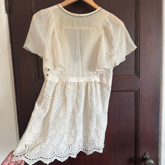 MINT by JODI ARNOLD | Embroidered Cotton Silk Eyelet Babydoll Split Neck Tee | 2 - Picture 7 of 11